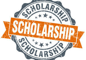 scholarship vintage orange seal isolated on white